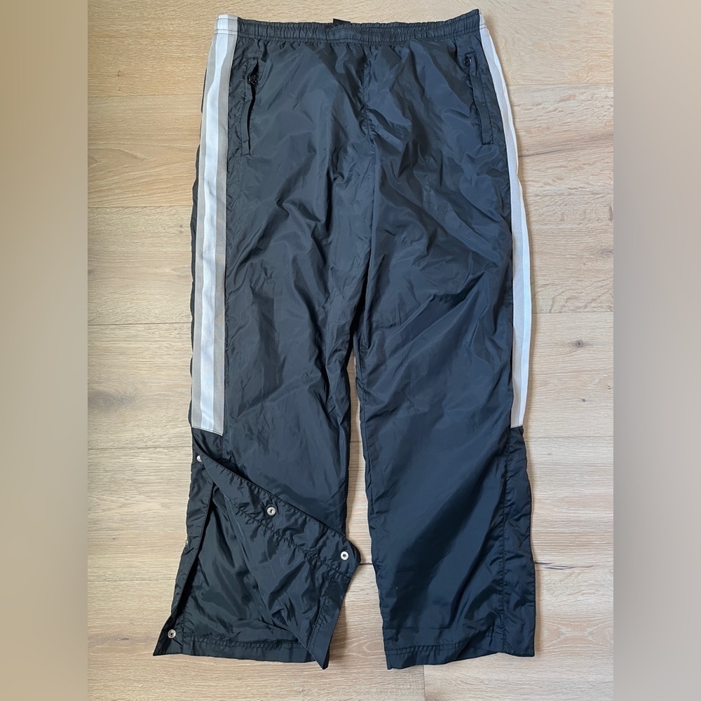 Vintage Nike Track Pants Mens L Zip Ankle Elastic Waist Logo Pocket Black *B12